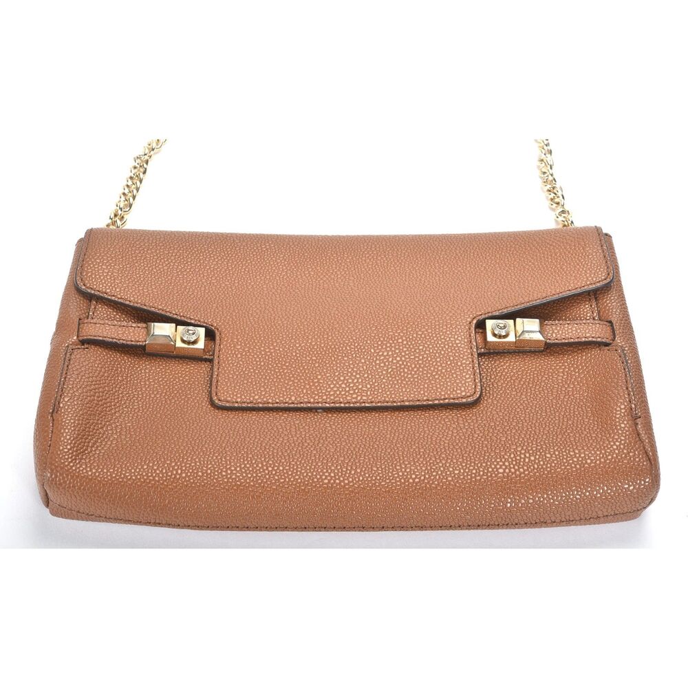 Henri Bendel Brown Pebbled Leather Flap Purse Magnetic Flap Closure - Picture 2 of 10